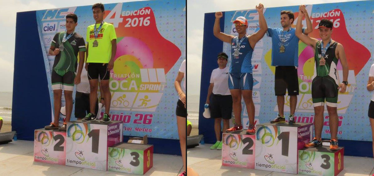 Alejandro Rojas y Ángel Escudero en el podium del Sprint Boca.